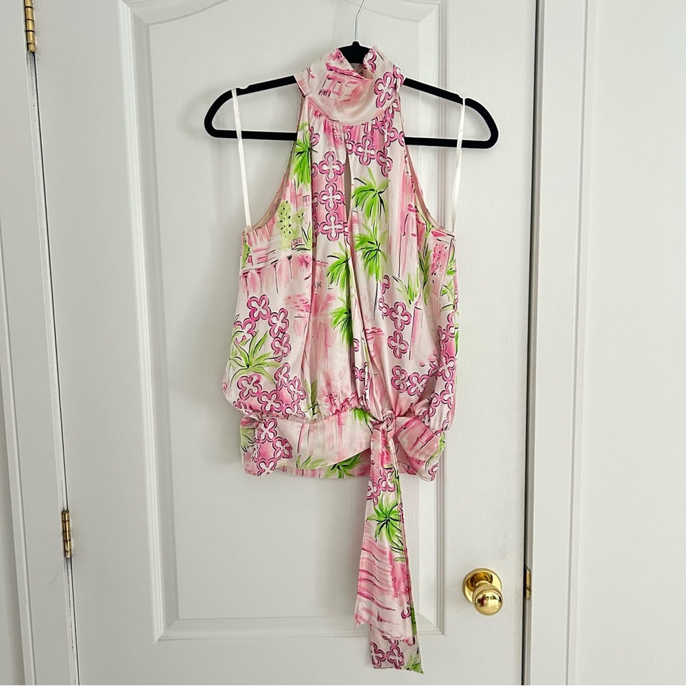 Vintage Pink and Green Lilly Pulitzer Blouse / Size 2